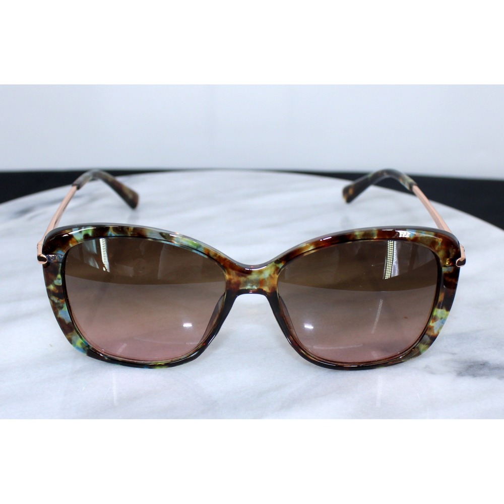 Jones New York Blue Tortoise Rose Gold Square Butterfly Sunglasses J534